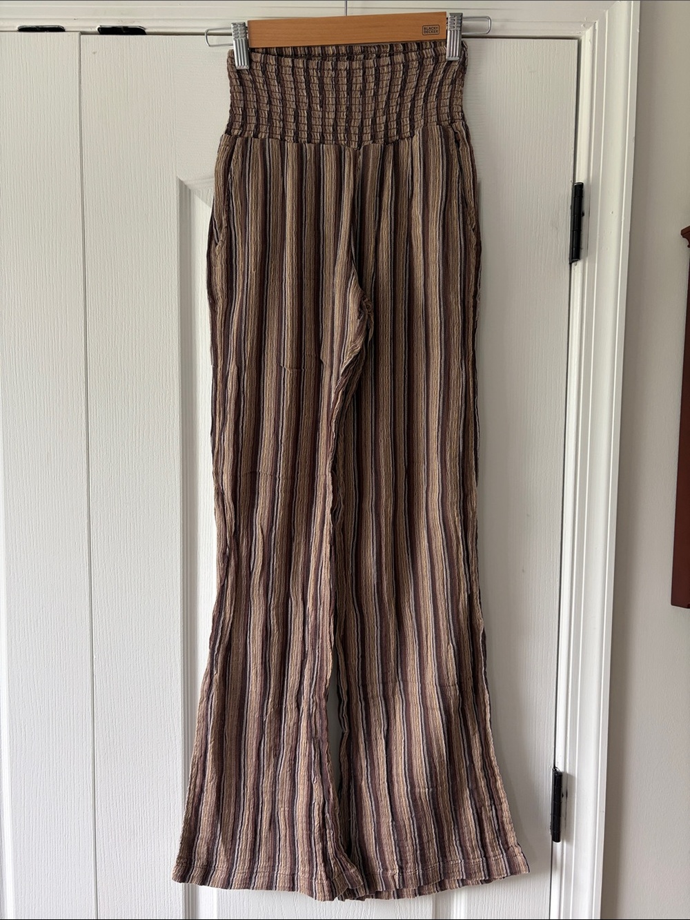 Billabong Brown Striped Wide-Leg Jumpsuit Pants